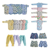 Kit 15 Pçs Roupas Bebê 100% Algodão Enxoval Body Short Mijão