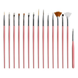 Kit 15 Pincéis Decoração De Unhas Gel Nail Art Profissional