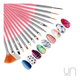 Kit 15 Pinceis Decoração Unhas Art