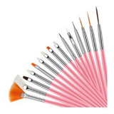 Kit 15 Pincéis Manicure Nails Desenho Unhas Gel Uv Fibra