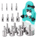 Kit 15 Serra Copo Broca Diamantada Gabarito Guia Porcelanato