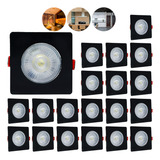 Kit 15 Spot Led Capa Preta 7w Direcionável Quadrado Embutir Estrutura Branco Quente 110v 220v Bivolt