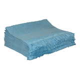 Kit 15 Toalhas Social Mão Boca Felpa Com Franja Para Bordar Cor Azul Bebê