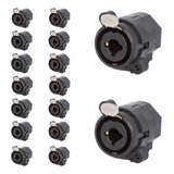 Kit 16 Conectores Combo Xlr P10 Trs Fêmea Painel Wireconex