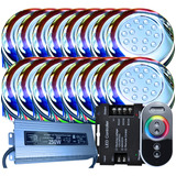 Kit 16 Luminária Piscina Led 15w Rgb Inox Comando Fonte