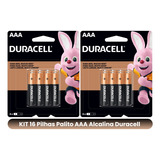 Kit 16 Pilhas Duracell Palito Aaa