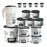 Kit 16 Porta Mantimentos Cozinha Organizador Black Moderno