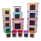 Kit 16 Potes Plásticos Porta Mantimentos Cozinha Organizador