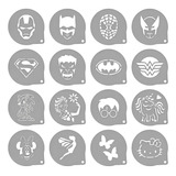 Kit 16 Stencil Personagens Infantis Pintura Facial Molde 7x7