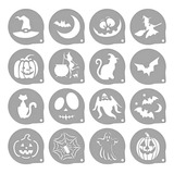 Kit 16x Stencil Pintura Facial Molde Halloween Moldes 7x7cm