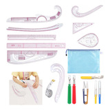 Kit 17 Conjunto De Régua Curva Multifuncional Estilo Costura