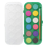 Kit 18 Aquarela 12 Cores Escolar Personalizar Tinta Pincel