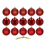 Kit 18 Bolinhas De Natal Enfeites Natalinos Árvore Natal Cor Vermelha