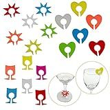 Kit 18 Pçs Marcador De Taça De Vinho Identificador Copo Drink Decorativo Silicone