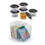 Kit 18 Potes Gelatina papinha 1 Porta Suco Sopa Gelatina