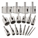 Kit 18 Serra Copo Diamantada Porcelanato Jogo Brocas Vidro