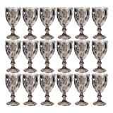 Kit 18 Taça Diamante Cinza Metalizada 340ml Água Suco Drinks