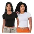 Kit 2: Baby Tee Feminina - Blusa Slim Fit Manga Curta