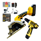 Kit 2 1 Serra Mármore 21v Furadeira parafuzadeira 12v 148pçs