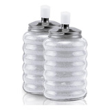 Kit 2 Açucareiro De Vidro Com Tampa Inox E Bico Dosador Euro