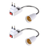 Kit 2 Adaptador De Lâmpada Tomada 20 Cm Flexível Soquete E27