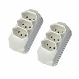 Kit 2 Adaptador De Tomada Benjamim Branco Portátil 3 Entradas De Tomada 10A 250V BIVOLT 3 Pinos Adaptador Moderno Ideal Para Utilizar Atrás De Móveis E Lugares Com Pouco Espaço FREEDOMX