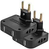 Kit 2 Adaptadores Tomada Em T Benjamin Articulado Com 2 Entradas USB E 2 Tomadas 10A 220V -Preto-
