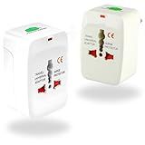 Kit 2 Adaptadores Tomada Universal Internacional Adaptador Portátil 110 220V Bivolt Para Viagens EUA Europa Ásia Reino Unido Brasil Argentina Mais De 150 Países Com Trava De Segurança PREMIUM