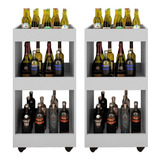 Kit 2 Adegas Bar Multiuso Seul Com Rodízios L03 Branco Mpo