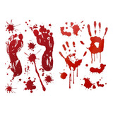 Kit 2 Adesivo Painel Halloween Clings mãos E Pegadas Sangue
