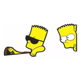 Kit 2 Adesivos Bart Simpson Dirigindo Carona Carro Caminhao