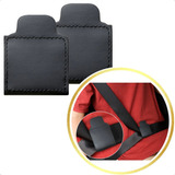 Kit 2 Ajustes Adaptador Cinto De Segurança Regulagem Durável Cor Preto Liso Couro