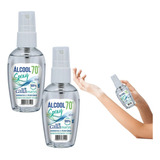 Kit 2 Álcool Líquido 70 Bolso Spray 60ml P Higiene Mãos