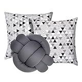 Kit 2 Almofadas Decorativas Cheias Mais Almofada Nó Cinza