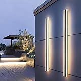 Kit 2 Arandela De Led 4000k Com Bluetooth Moderna Longa Arandela Branca Quente Retangular Elegante De 60W Cor Preta De Aluminio