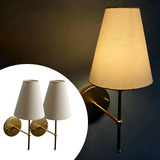 Kit 2 Arandelas De Parede Dourado Colonial Vintage Classica Cupula Bege Tecido Algodao Soquete E27 Tensao Bivolt