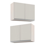 Kit 2 Armários Aéreo De Cozinha Lavanderia 02 Portas Eva Cor Branco