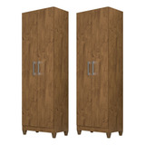 Kit 2 Armários Organizador Multiuso Íris 2 Portas Castanho W