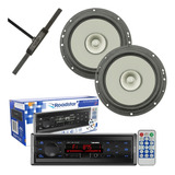 Kit 2 Auto Falante 6 Pol Radio Carro Bluetooth Antena Fm