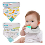 Kit 2 Babador Bandana P  Bebê C  Mordedor Infantil Azul Buba