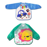 Kit 2 Babador Manga Longa Impermeável Avental Infantil Blw