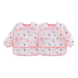 Kit 2 Babadores Flamingo Manga Longa Avental Impermeável