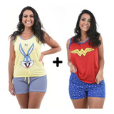 Kit 2 Babydols Feminino Blusinha Regata E Short Doll Verão