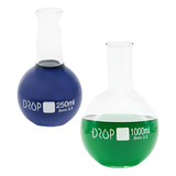 Kit 2 Balão Fundo Chato Vidro 250ml E 1 Litro Gargalo Curto
