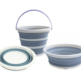 Kit 2 Baldes 10l Bacia 8l Silicone Dobrável Multiuso Cor Branco