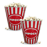 Kit 2 Baldes Pipoca Pote Grande 5 7l Estampas Cinema Casa