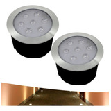 Kit 2 Balizador Spot Led Embutir Chão Piso Jardim 7w Quente Cúpula Inox Estrutura Preto