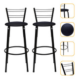 Kit 2 Banco Banqueta Alta Bistro Cozinha Americana Gourmet Acabamento Da Estrutura Preto Cor Preto