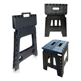 Kit 2 Bancos Dobrável Resistente De Plástico Cor Preto 32cm