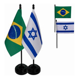 Kit 2 Bandeirinhas De Mesa Brasil E Israel